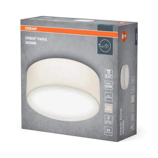 Deckenleuchte Stoff E27 L:30cm modern blendarm OSRAM