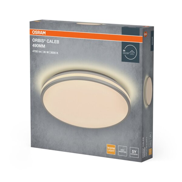 LED Deckenleuchte Silber Metall 3000K Ø49cm rund OSRAM