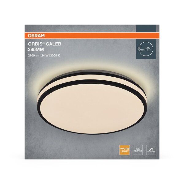 LED Deckenlampe Schwarz Metall 3000K rund Ø38,5cm OSRAM
