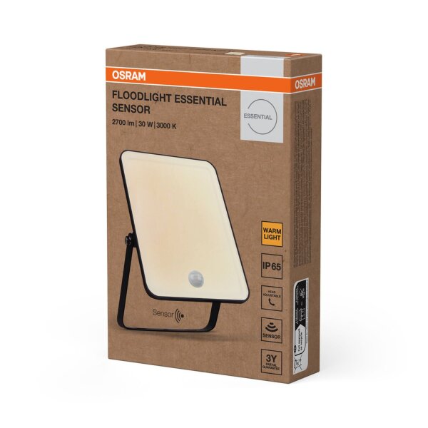 LED Außenstrahler Schwarz Alu Sensor 3000K IP65 OSRAM