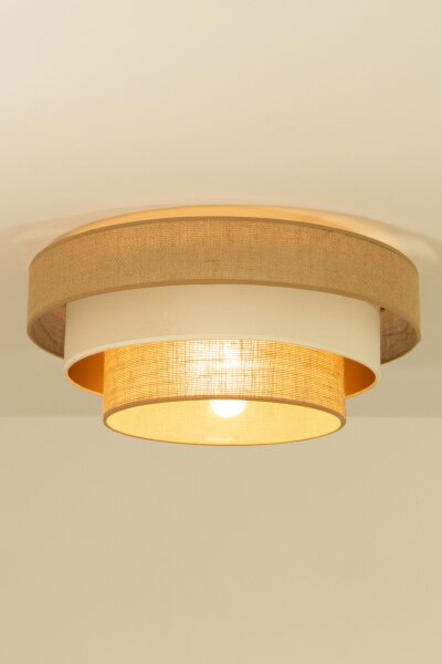 Deckenlampe Jute Samt Beige Ecru E27 Ø50 cm wohnlich