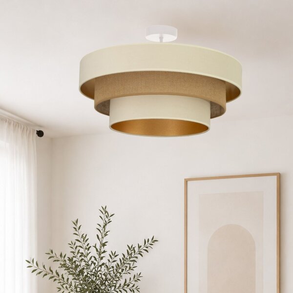 Deckenlampe Jute Samt Weiß Ecru Beige E27 Ø50 cm
