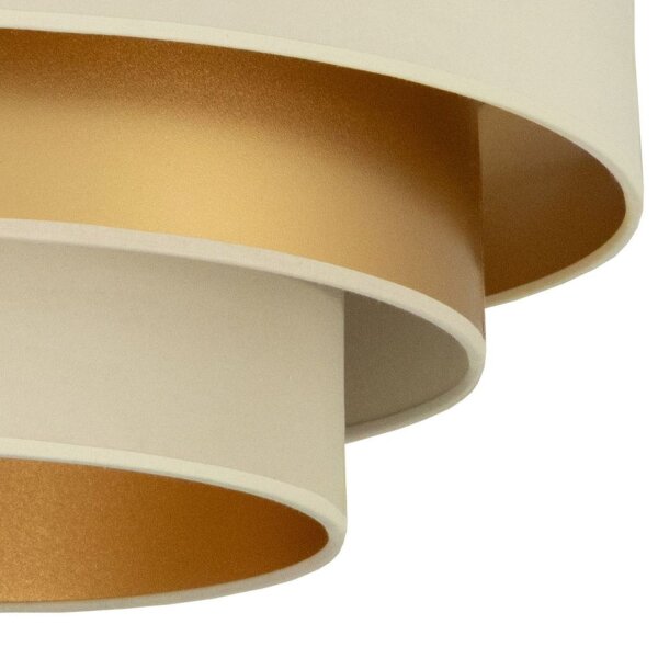 Deckenlampe Jute Samt Weiß Ecru Gold E27 Ø50 cm
