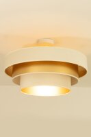 Deckenlampe Jute Samt Weiß Ecru Gold E27 Ø50 cm