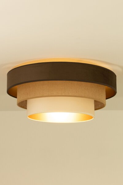 Deckenlampe Jute Samt Braun Beige E27 Ø50 cm wohnlich