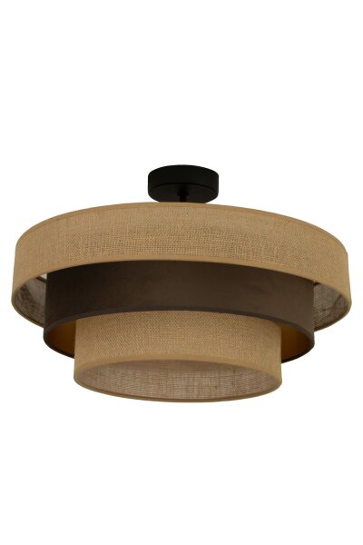 Deckenlampe Jute Stoff Schwarz Beige E27 Ø50 cm