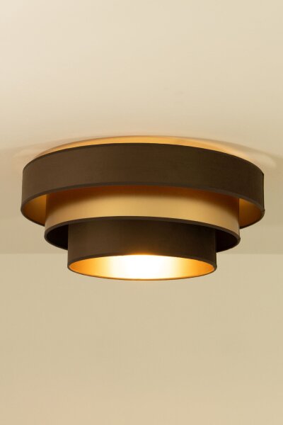 Deckenlampe Jute Stoff Braun Gold E27 Ø50 cm wohnlich