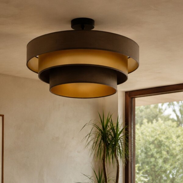 Deckenlampe Jute Stoff Schwarz Braun E27 Ø50 cm