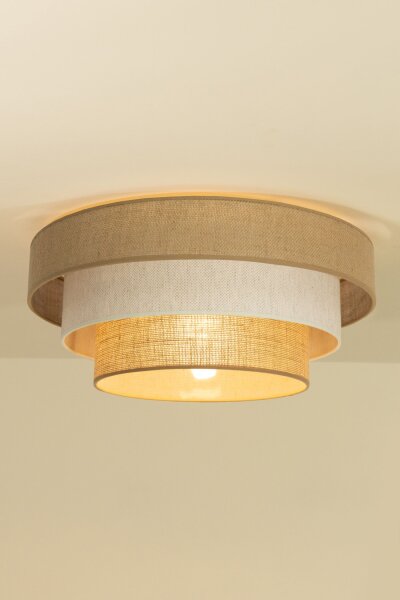 Deckenlampe Jute Beige Sandfarben E27 Ø50 cm wohnlich