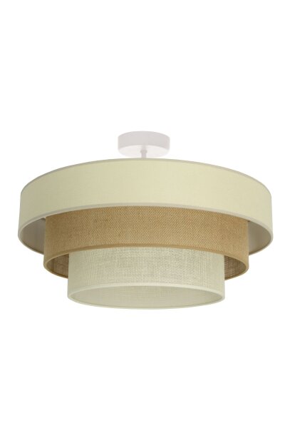 Deckenlampe Jute Weiß Sandfarben E27 Ø50 cm wohnlich