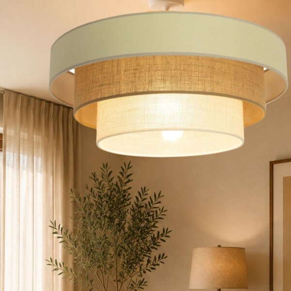Deckenlampe Jute Weiß Sandfarben E27 Ø50 cm wohnlich