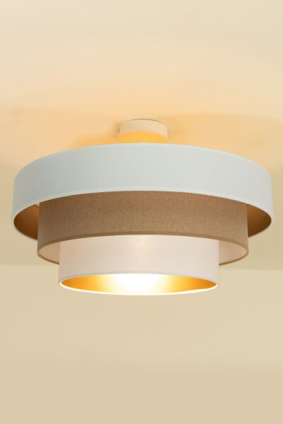 Deckenlampe Jute Weiß Sandfarben Gold E27 Ø50 cm