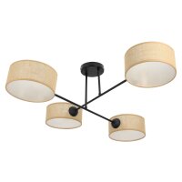 Deckenlampe Stoff Schwarz Beige E27 L:80 cm wohnlich