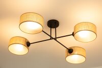 Deckenlampe Stoff Schwarz Beige E27 L:80 cm wohnlich