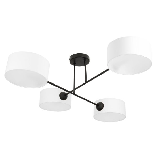 Deckenlampe Stoff Schwarz Weiß E27 L:80 cm wohnlich