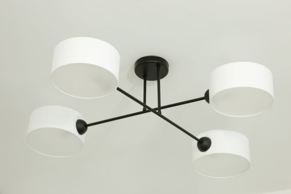 Deckenlampe Stoff Schwarz Weiß E27 L:80 cm wohnlich
