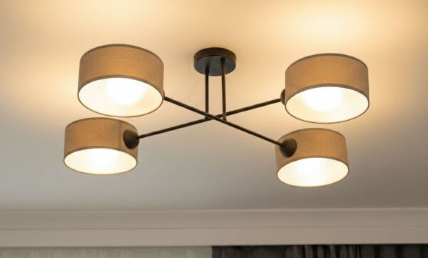 Deckenlampe Stoff Schwarz Dunkelbeige E27 L:80 cm
