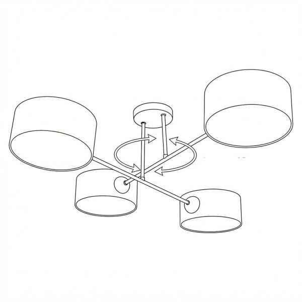 Deckenlampe Stoffschirm Schwarz Creme E27 L:80 cm