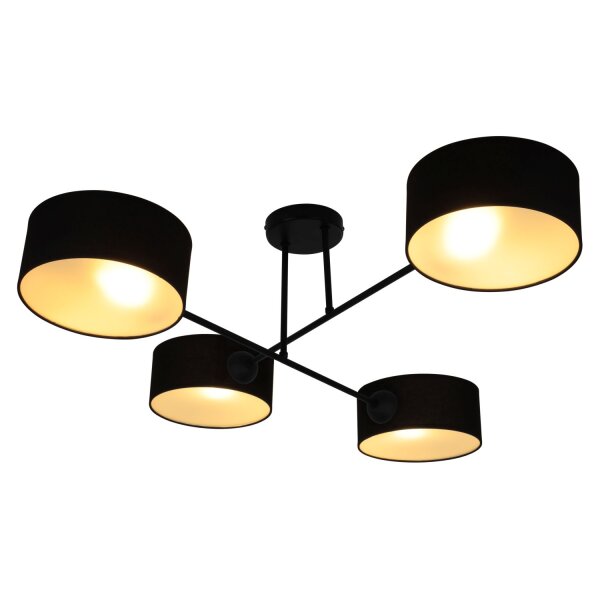 Deckenlampe Stoff Schwarz E27 L:80 cm gemütlich