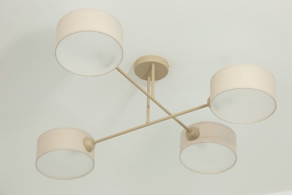 Deckenlampe Stoff Beige Hellbeige E27 L:80 cm