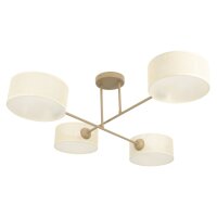 Deckenlampe blendarm Stoff Beige Wei&szlig; E27 L:80 cm