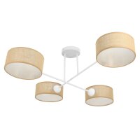 Deckenlampe Stoff Wei&szlig; Beige E27 L:80 cm gem&uuml;tlich