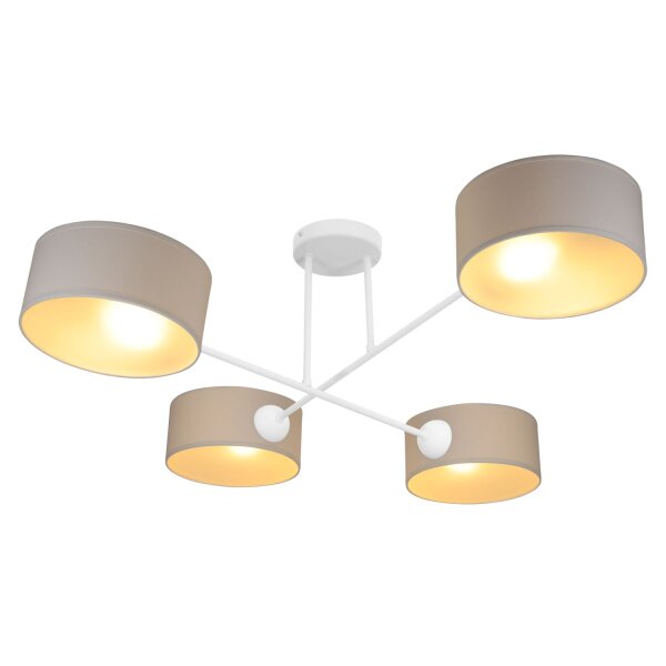 Deckenlampe Stoff Weiß Hellbeige E27 L:80 cm modern