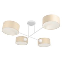 Deckenlampe Stoff Weiß Hellbeige E27 L:80 cm modern
