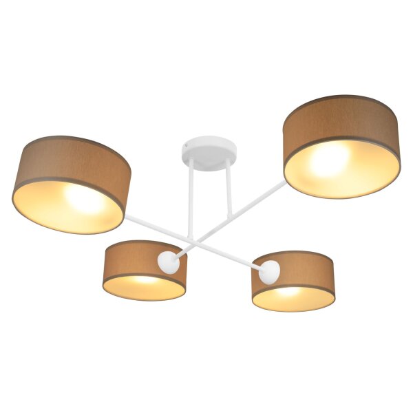 Deckenlampe Stoff Weiß Dunkelbeige E27 L:80 cm