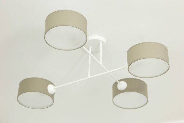 Deckenlampe Stoff Weiß Dunkelbeige E27 L:80 cm