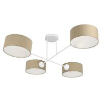 Deckenlampe Stoff Wei&szlig; Dunkelbeige E27 L:80 cm