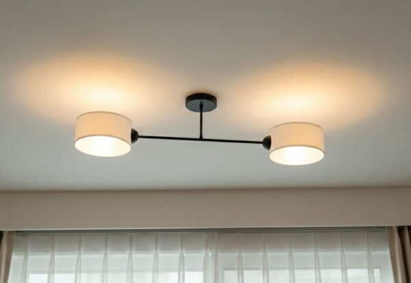 Deckenlampe blendarm Stoff Schwarz Weiß E27 L:80 cm