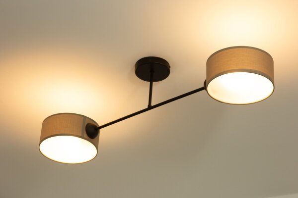 Deckenlampe Stoff Dunkelbeige Schwarz E27 L:80 cm