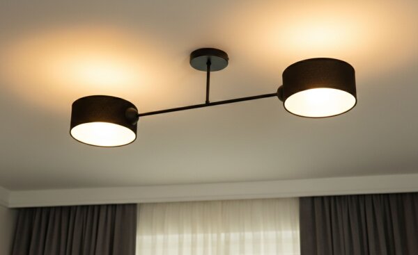 Deckenlampe blendarm Stoff Schwarz E27 L:80 cm