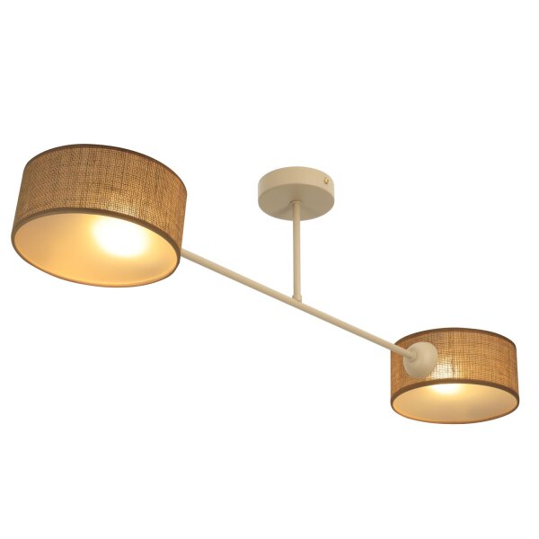 Deckenlampe blendarm Stoffschirm Beige E27 L:80 cm