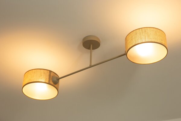Deckenlampe blendarm Stoffschirm Beige E27 L:80 cm