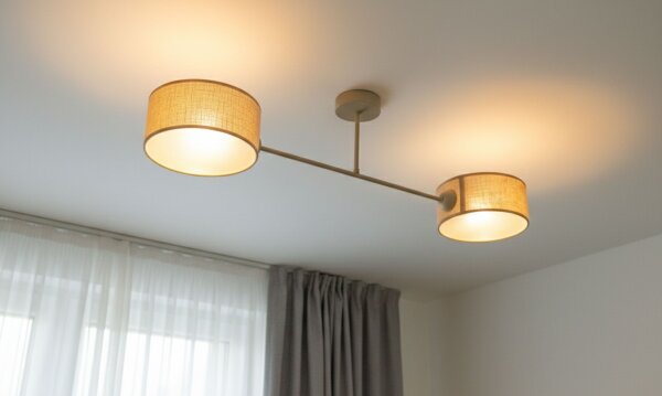 Deckenlampe blendarm Stoffschirm Beige E27 L:80 cm