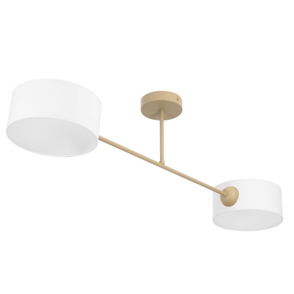 Deckenlampe blendarm Stoff Weiß Beige E27 L:80 cm