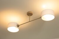 Deckenlampe blendarm Stoff Weiß Beige E27 L:80 cm