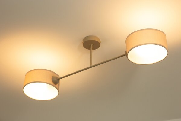 Deckenlampe Stoff Beige E27 L:80 cm dekorativ