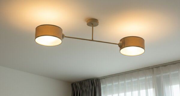 Deckenlampe Stoff Beige Dunkelbeige E27 L:80 cm