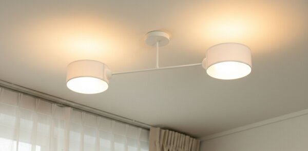 Deckenlampe blendarm Stoff Weiß E27 L:80 cm wohnlich