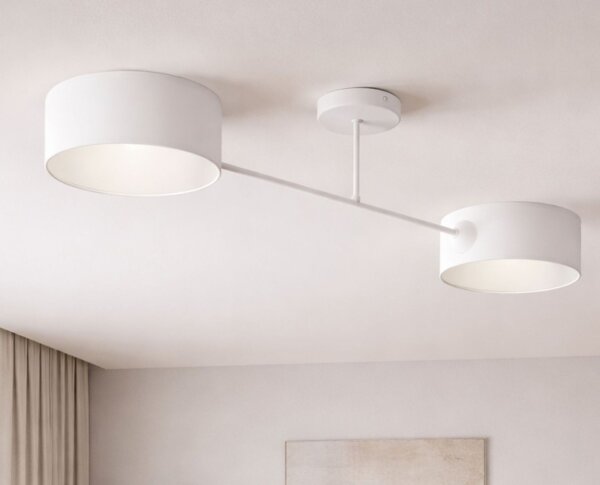 Deckenlampe blendarm Stoff Weiß E27 L:80 cm wohnlich