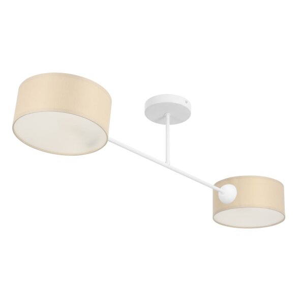 Deckenlampe Stoff Weiß Hellbeige E27 L:80 cm wohnlich