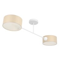 Deckenlampe Stoff Wei&szlig; Hellbeige E27 L:80 cm wohnlich