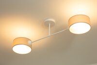 Deckenlampe Stoff Weiß Hellbeige E27 L:80 cm wohnlich