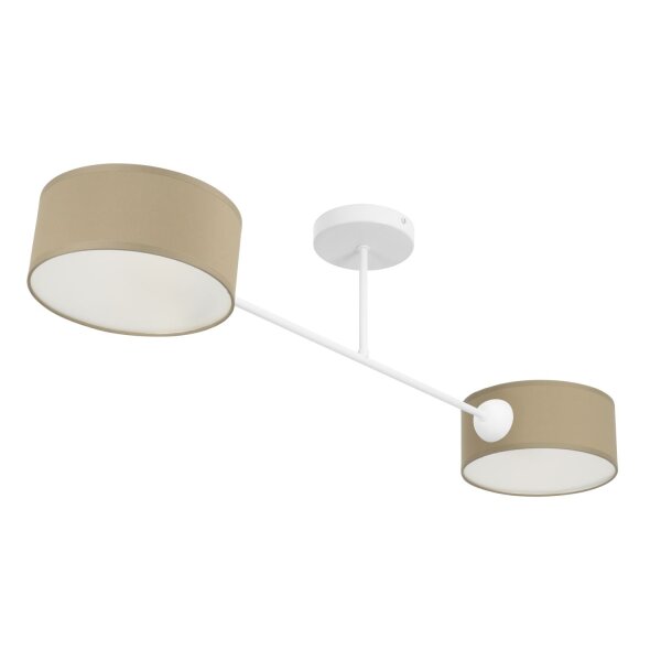 Deckenlampe Stoff Dunkelbeige Weiß E27 L:80 cm