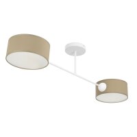 Deckenlampe Stoff Dunkelbeige Wei&szlig; E27 L:80 cm
