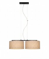 Pendelleuchte Leinen Schwarz Beige E27 L:70 cm