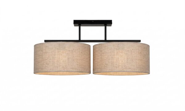 Deckenlampe Leinen Schwarz Beige E27 L:70 cm wohnlich